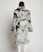 Womens Black & White Fur Shearling Long Coat - Image 2