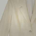 Womens Cream Goatskin Leather Blazer Coat - Image 3
