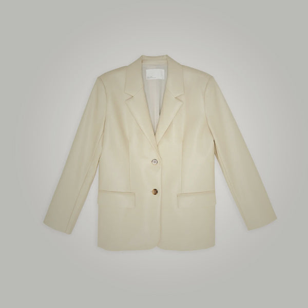 WomensCreamGoatskinLeatherBlazerCoat4.jpg Womens Cream Goatskin Leather Blazer Coat - Image 1