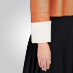 Womens Designer Brown and White Leather Jacket - Image 4