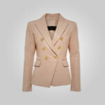 Womens Natural Brown Nappa Leather Blazer