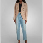 Womens Natural Brown Nappa Leather Blazer - Image 3