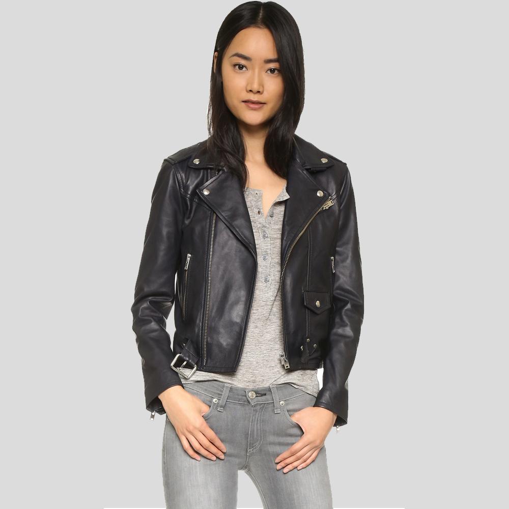 ZoraBlackBikerLeatherJacket1.jpg Zora Black Biker Leather Jacket - Image 1