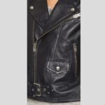 Zora Black Biker Leather Jacket - Image 2