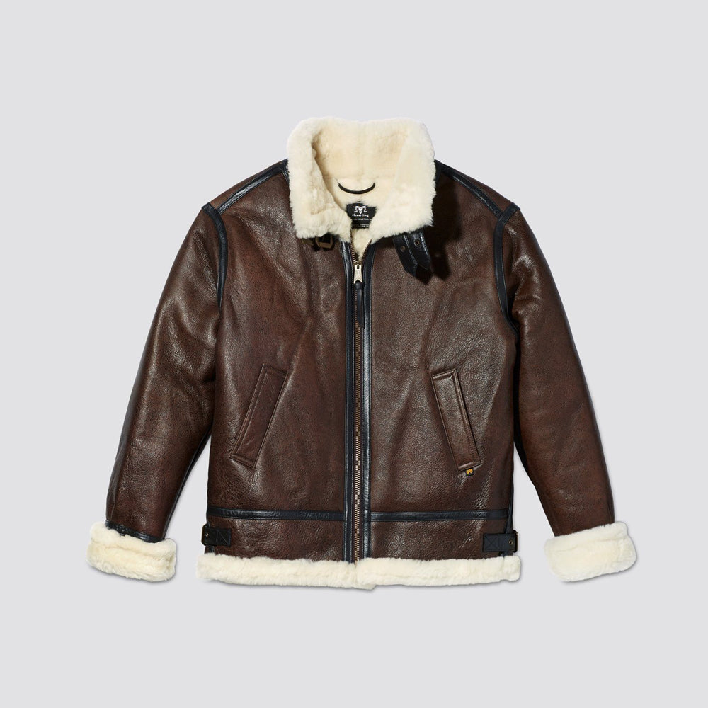 b-3leatherbomberaviatorjacketouterwear.jpg B-3 Flight Leather Bomber Aviator Jacket outerwear - Image 1