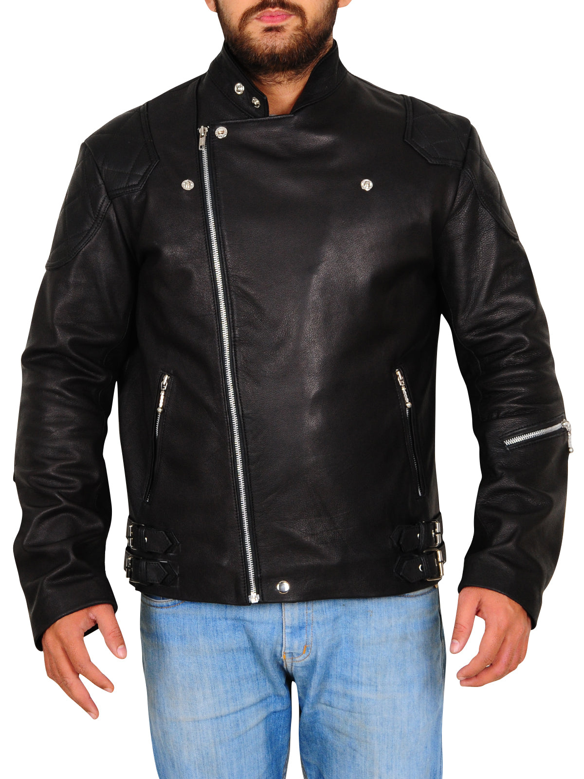 biker-jacket-in-black.jpg Leather Biker Jacket In Black - Image 1