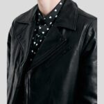 Caleb Black Biker Leather Jacket - Image 2