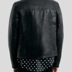 Caleb Black Biker Leather Jacket - Image 3