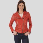 Callie Red Biker Leather Jacket