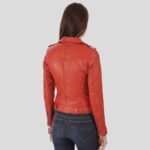 Callie Red Biker Leather Jacket - Image 2