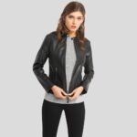 Cora Black Biker Leather Jacket