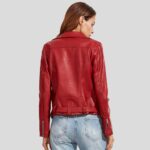 Diana Red Biker Leather Jacket - Image 3