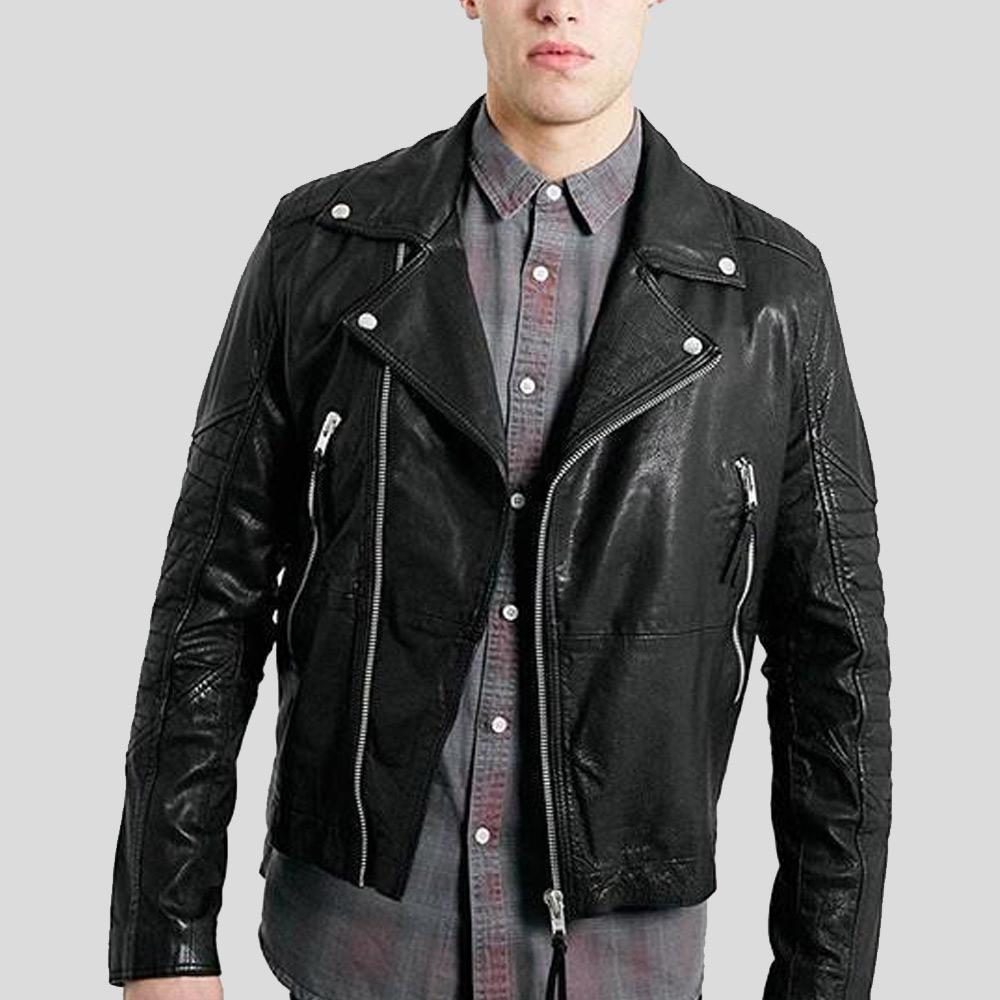 biker-leather-jacket-frankie-black-1.jpg Frankie Black Biker Leather Jacket - Image 1