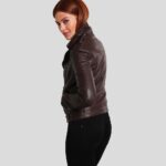 Luna Brown Biker Leather Jacket - Image 2