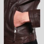 Luna Brown Biker Leather Jacket - Image 3