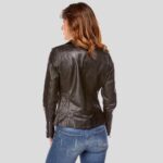 Mya Black Biker Leather Jacket - Image 2