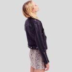 Sara Black Biker Leather Jacket - Image 2