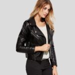 Scarlett Black Biker Leather Jacket - Image 3
