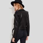 Sienna Black Biker Leather Jacket - Image 2