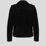 Gracie Black Suede Biker Leather Jacket - Image 3