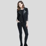 Mia Black Biker Leather Jacket - Image 2