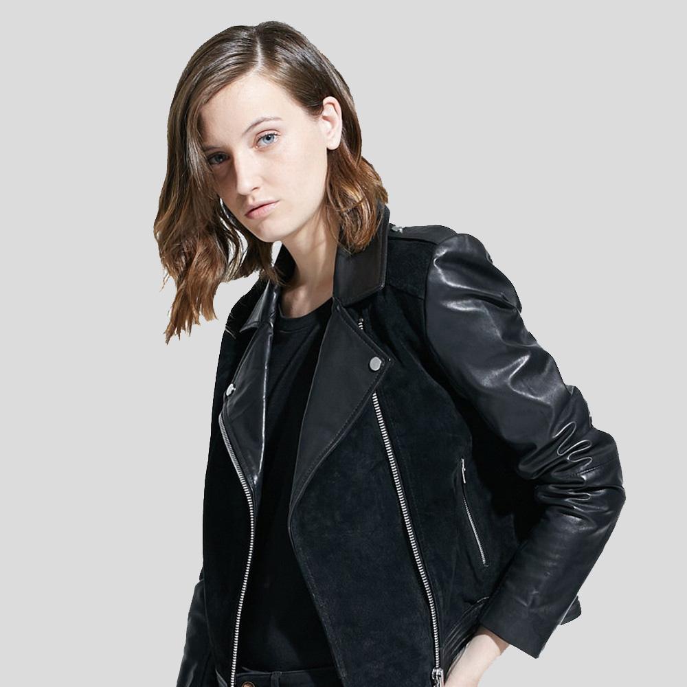 biker-leather-jacket-women-mia-black-4.jpg Mia Black Biker Leather Jacket - Image 1