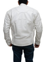 Pure White Biker Leather Jacket - Image 3