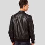 Reggie Black Bomber Leather Jacket - Image 2