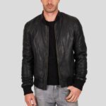Jero Black Bomber Lambskin Leather Jacket - Image 2