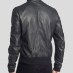Lymo Black Bomber Leather Jacket - Image 2