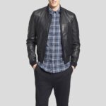 Lymo Black Bomber Leather Jacket - Image 3