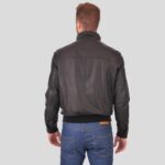 Flynn Black Bomber Leather Jacket - Image 2