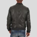 Ioan Black Bomber Leather Jacket - Image 3