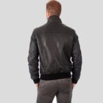 Kian Black Bomber Leather Jacket - Image 2