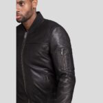Kyros Black Bomber Genuine Leather Jacket - Image 3