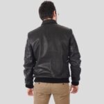 Reece Black Bomber Leather Jacket - Image 3
