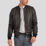 Tom Black Bomber Leather Jacket - Image 3