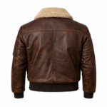 Mens Brown Waxed Sheepskin Aviator Leather Flight Jacket - Image 2