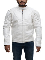 Pure White Biker Leather Jacket - Image 4