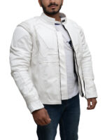 Pure White Biker Leather Jacket - Image 2