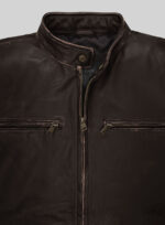 Men's Motorcycle Vintage Leather Jacket In Coffee Brown - Image 2