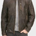 Men's Vintage Cafe Racer Leather Jacket In Dark Brown