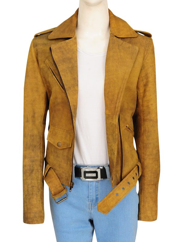 distressed-brown-leather-jacket-1.jpg Women Distressed Brown Jacket - Image 1