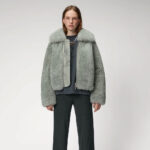 New Grey Womens Winter Shearling Short Fox Fur Jacket