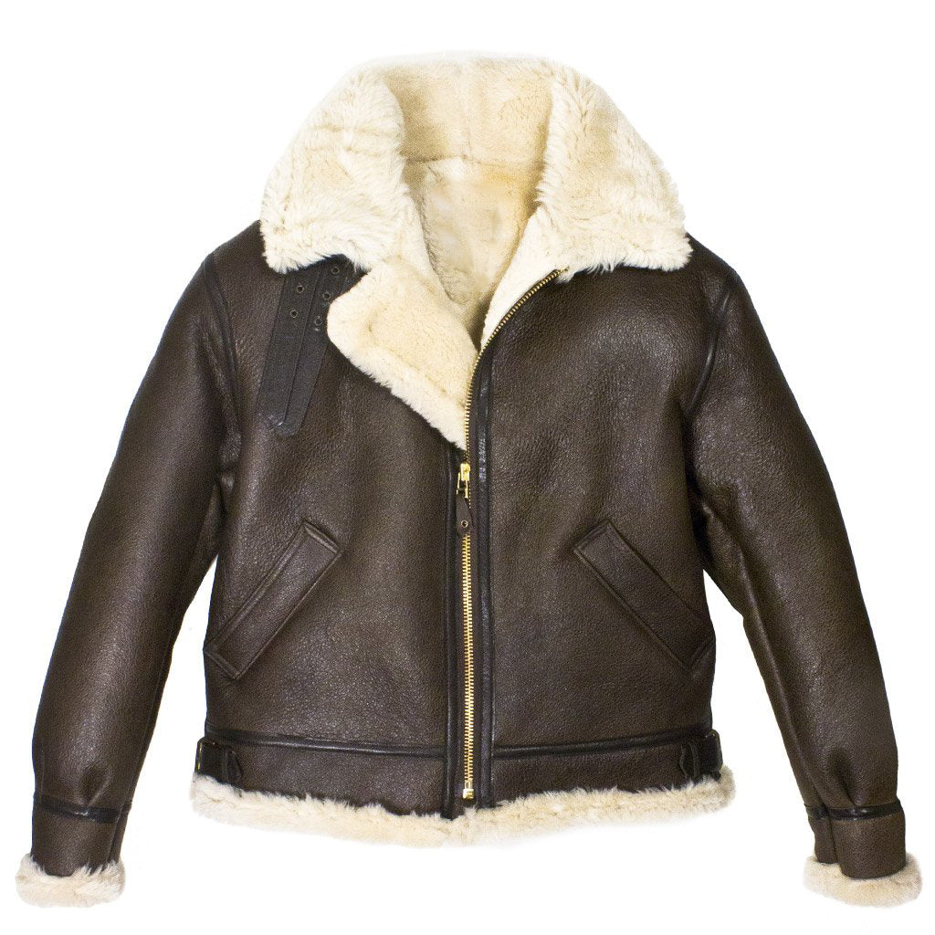 genuine-b-3-bomber-jacket-brown.jpg Mens Brown B-3 Bomber Genuine Leather Jacket - Image 1