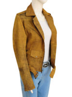 Women Distressed Brown Jacket - Image 3