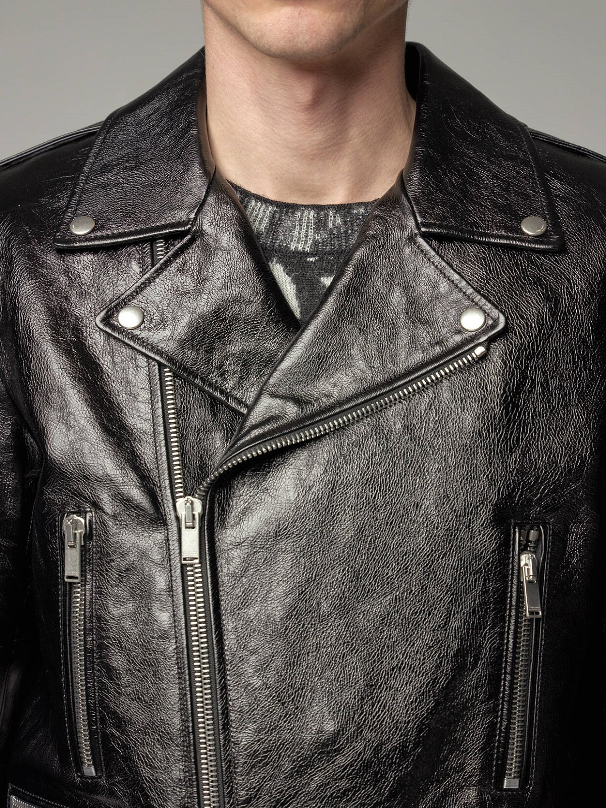 glossy-men-leather-jacket-1.jpg Black Leather Jacket - Image 1