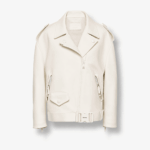 women's white motorcycle leather biker jacket