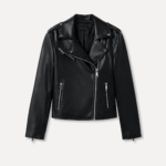 women's black lambskin leather biker jacket