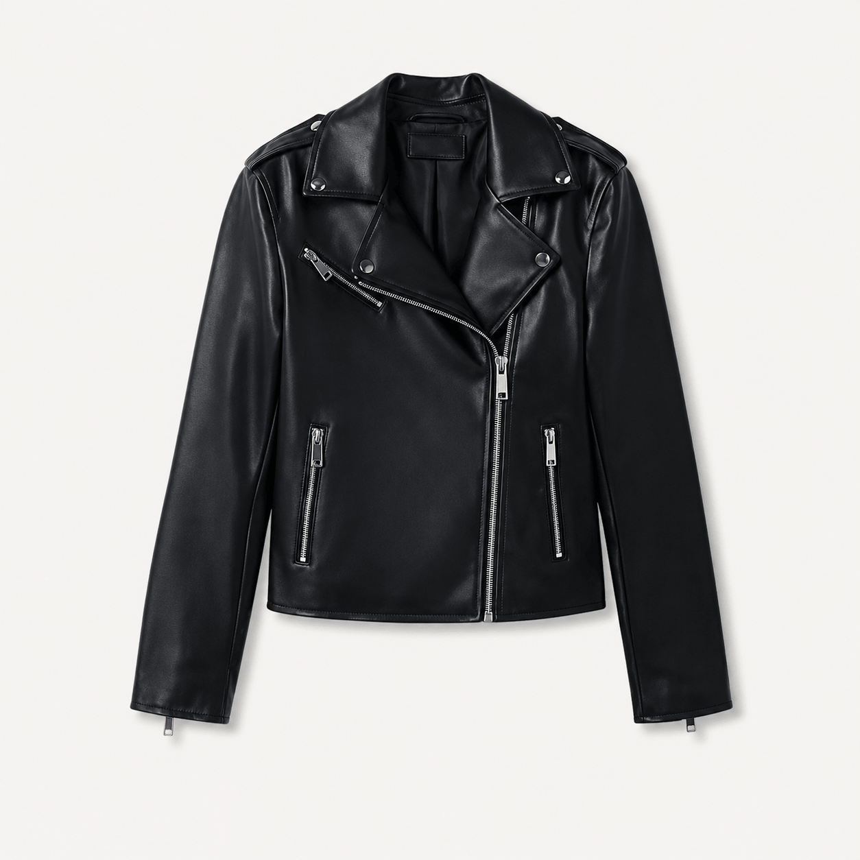 jacket women's black lambskin leather biker jacket - Image 1